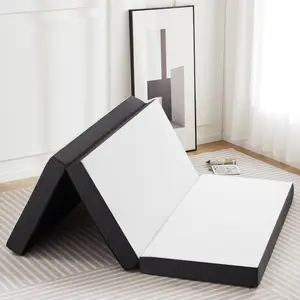 Queen Size Tri-Fold Mattress, 3 Inch Memory Foam Portable Bed Pad with Washable Cover, Foldable Travel Camping Yoga Mat
