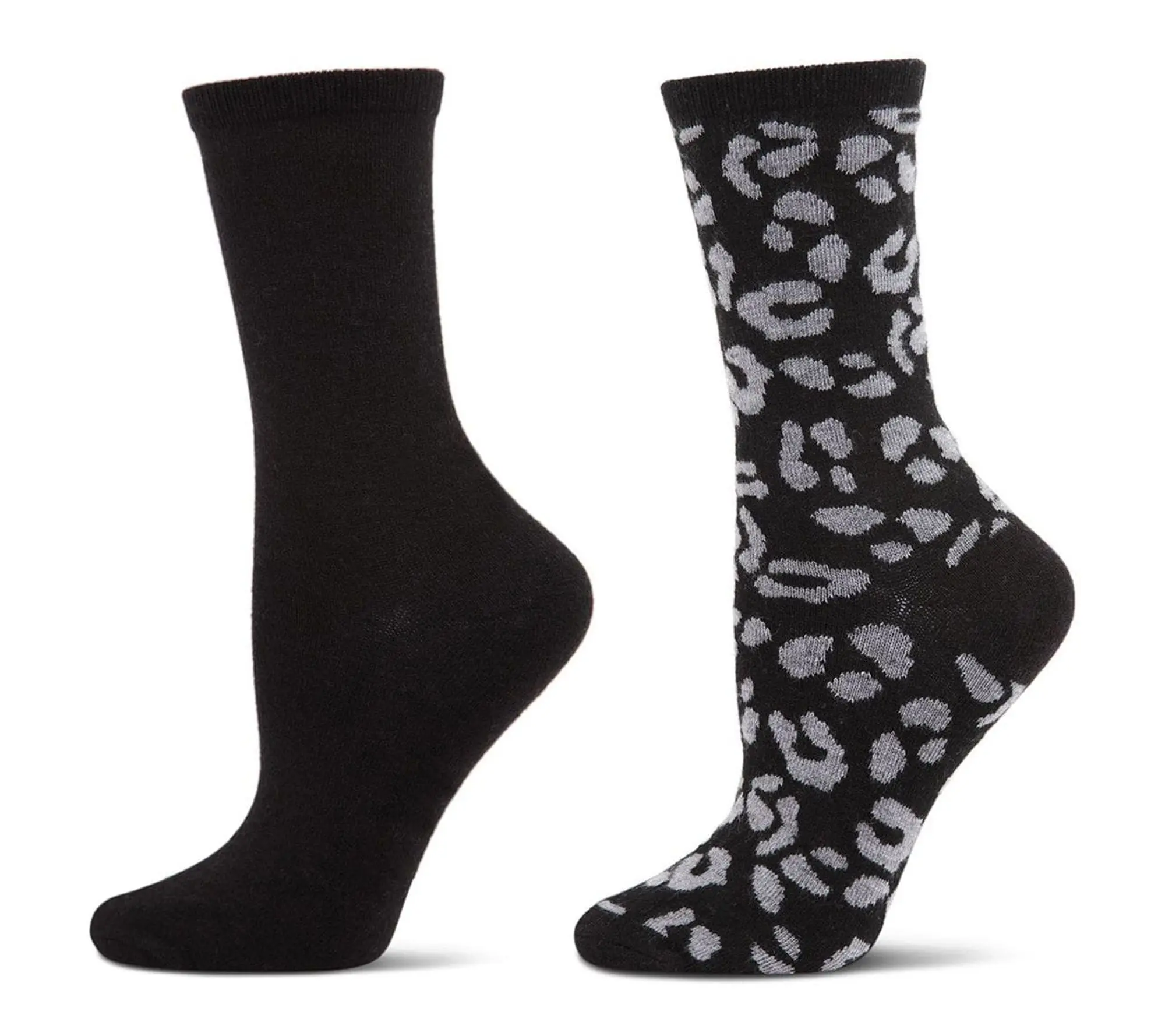 MeMoi Set of 2 Women's Leopard Cashmere Blend Socks MeMoi Set of 2 Women's Leopard Cashmere Blend Socks