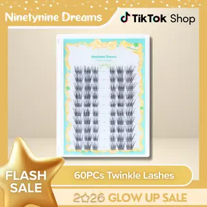 Ninetynine Dreams 60PCs Twinkle Lashes | Natural Cat & Siren Eye Style 9-13mm C+ Lash Clusters — Soft Lightweight Ultra-Thin Band, Reusable & Pre-Mapped Beginner-Friendly Everyday Makeup Eyelashes Look
