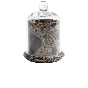 The Favorites Marbella Scented Candle Jar With Cloche in Marrn Emperador Marble