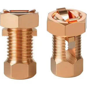 2PCS Superior Strength Split Bolt Connector Copper Grounding Clamps for Completing Ground Bonding to Bare Wires TJ-16