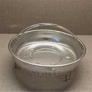 Multifunctional Stainless Steel Drain Basket, Strainer Basket, 201 Stainless Steel Washing Basket, Steamer Rack with Handle, Kitchen Utensil Holder