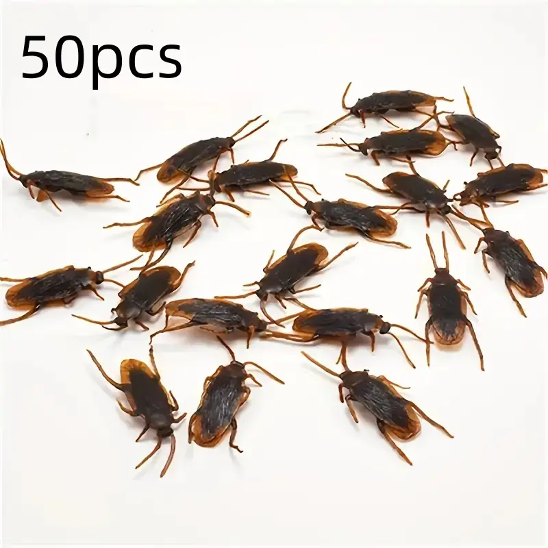 50pcs Realistic Cockroach Props, April Fools' Day & Halloween Horror Decor, Indoor Outdoor Joke Box, Versatile Room Decoration