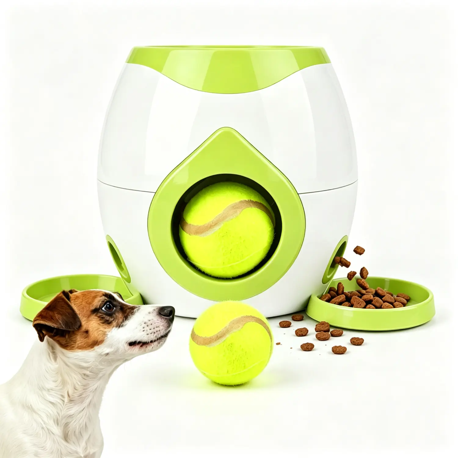 Pawzseek  Dog Treat Dispenser Bucket with 2 Balls – Toss Ball, Get Snack! Interactive Fetch & Puzzle Toy, Keeps Dogs Entertained for Hours
