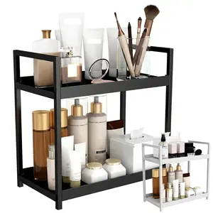 2 Tier Bathroom Counter Organizer for Vanity, Makeup & Skincare Storage Shelf, Bathroom Countertop Organizer Tray, Kitchen Spice Rack, Perfume Cosmetic Organizer for Bedroom Dresser Sink