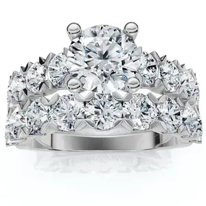 3 1/2 Ct Diamond Engagement Wedding Ring Set White Gold Enhanced