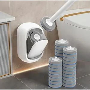 Wall Mounted Toilet Brush Set With Brush Head,All-round Cleaning Toilet Brushes-Hanging Design,Toilet Cleaning System ,ToiletWand, Storage Caddy and Heads,Essential Items for Home