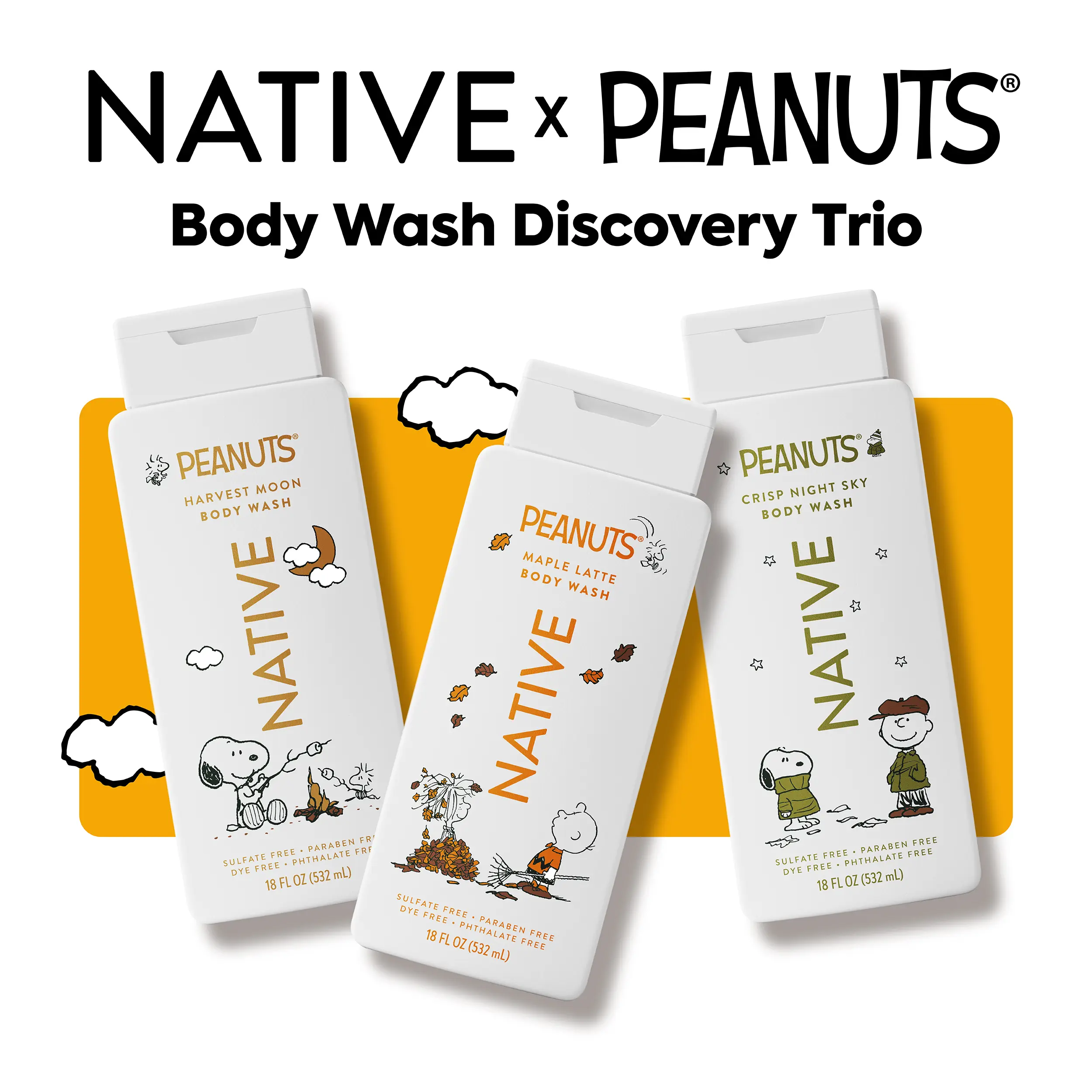 NATIVE Body Wash Discovery Trio – 3-Pack, 18 oz, Rich Lather, Gentle Cleanse, 24HR Freshness