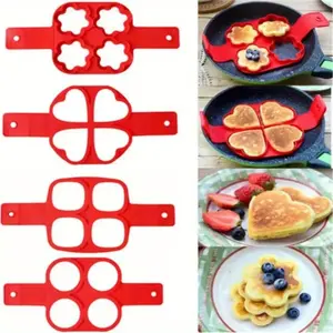 1pc Silicone Heart Shaped Pancake And Egg Molds, Non-Stick Baking Trays, Easy-To-Clean Breakfast Kitchen Gadgets, Suitable for Meals of Restaurant Quality at Home.