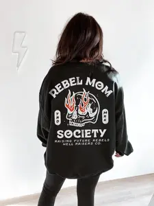 Retro Rebel Mom Society Sweatshirt, Retro Grunge Edgy Mom Shirt Mothers Day Gift New Mom Bonus Mom First Time Mom Raise Hell Tee Oversized Crewneck