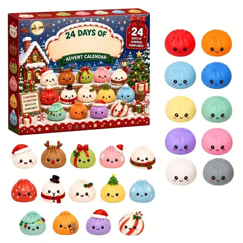 2026 Christmas Mini Squishies Advent Calendar, 24-Day Holiday Countdown Fidget Stress Relief Set, Cute Squeeze Figures for Indoor Recreation, Kids Teens Stocking Stuffers