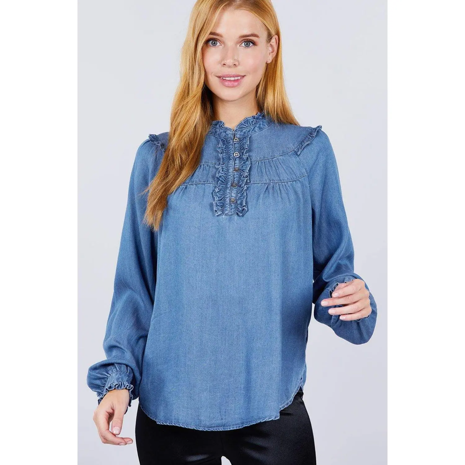 Frill Detail Tencel Top
