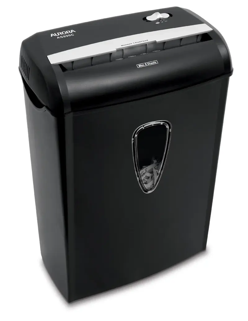 Aurora 8-Sheet Cross-Cut Paper Shredder, Black, New