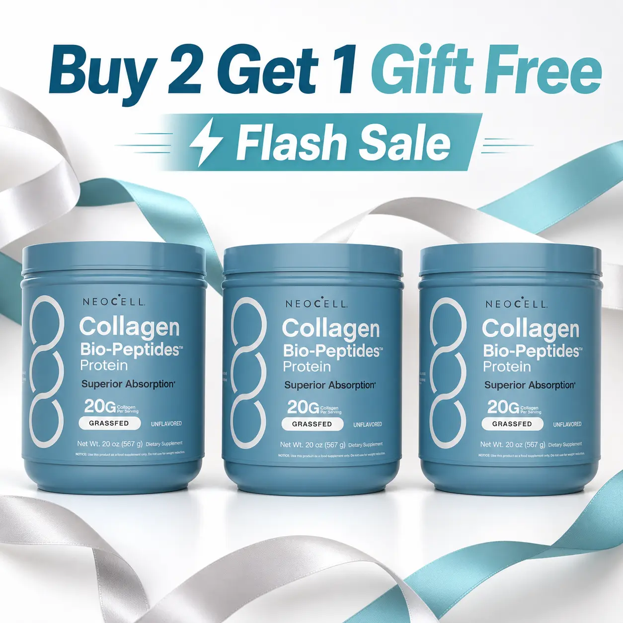 [Buy 2 Get 1 Gift Free] Collagen Peptides 20oz – Premium Beauty Supplement for Hair, Skin, Joints & Gut Health