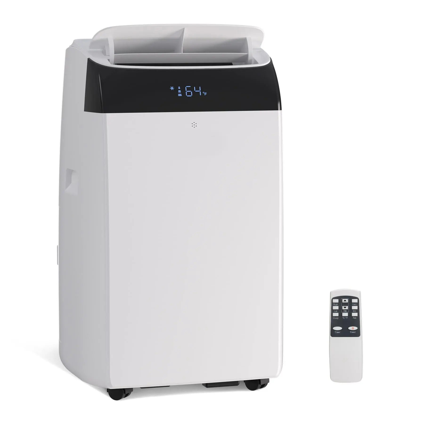 14,000 BTU Inverter Portable Air Conditioner with Heat Pump, Dual Hose Cooling & Heating, Dehumidifier, Quiet Energy-Efficient Smart AC for Rooms up to 450 Sq. Ft., Remote Included