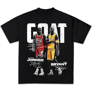 Goat MJ And Kb Bryant Casual Graphic Print Short Sleeve Crew Neck T-Shirt for Men Vintage Anime Acid Washed Retro Heart Hands USA Mexico Flag Unisex boxy fit shirt hood ville