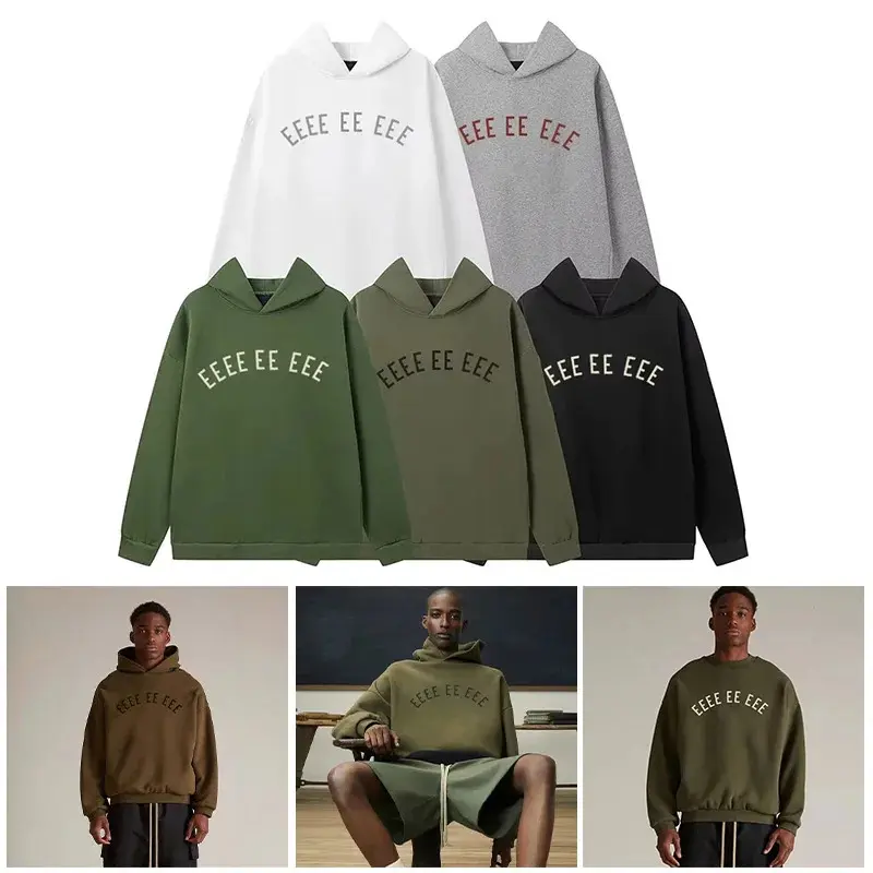 FW24 New Design Men's Hoodies Chest Flocking Letter Logo Hooded Sweaters Designer Brand Men's High Street Cotton Loose Hoodies