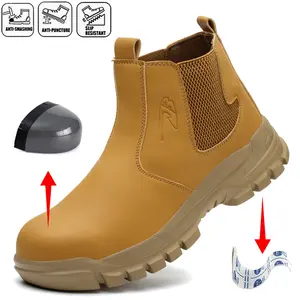 Waterproof Men's Safety Work Boots Steel Toe Shoes Anti Impact And Anti-Puncture Protective Boots Indestructible Roofing Shoes