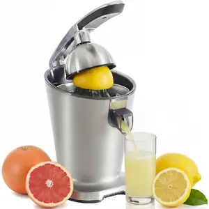 Citrus Juicer, Orange Juicer Squeezer with Soft-Grip Handle, Orange Juice Extractor Machines for Lemon Lime Grapefruit, Auto Shut-Off & Dishwasher Safe Parts, Silver