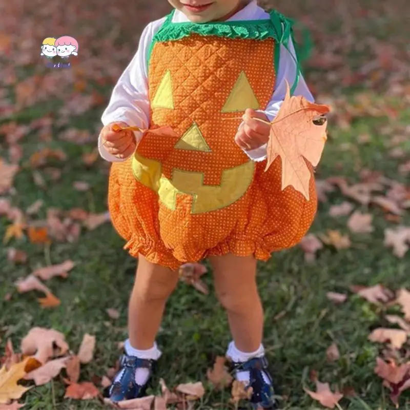 Funny Newborn Toddler Halloween Bodysuit - 2-3 Years, 39-46 cm, Cartoon Pumpkin Face Print, Tie-Up Sleeveless Romper, Toddler Costume, Costume Ideas, Fashion Apparel, Cosplay, Baby Halloween Costume