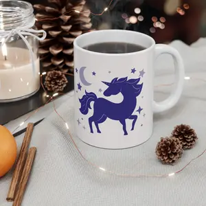 Mystical Unicorn Moon mug | Ceramic Coffee Cup, Stars Night Sky