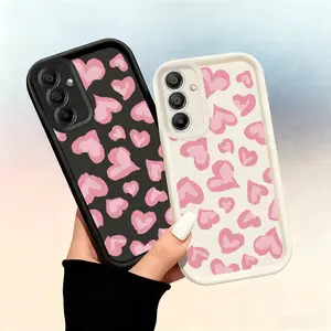 for Samsung S25.Phone Case - Messy Pink Heart Pattern Phone Case Suitable for Samsung Galaxy A05 A05S A06 A07 A12 A13 A14 A15 A16 5G A17 A21S A22 A23 A24 A25 A26 A32 A33 A34 A35 A36 A52 A53 A54 A55 A56 S21 Ultra S22 Plus S23+ S24 FE S25 Edge Full-Coverage