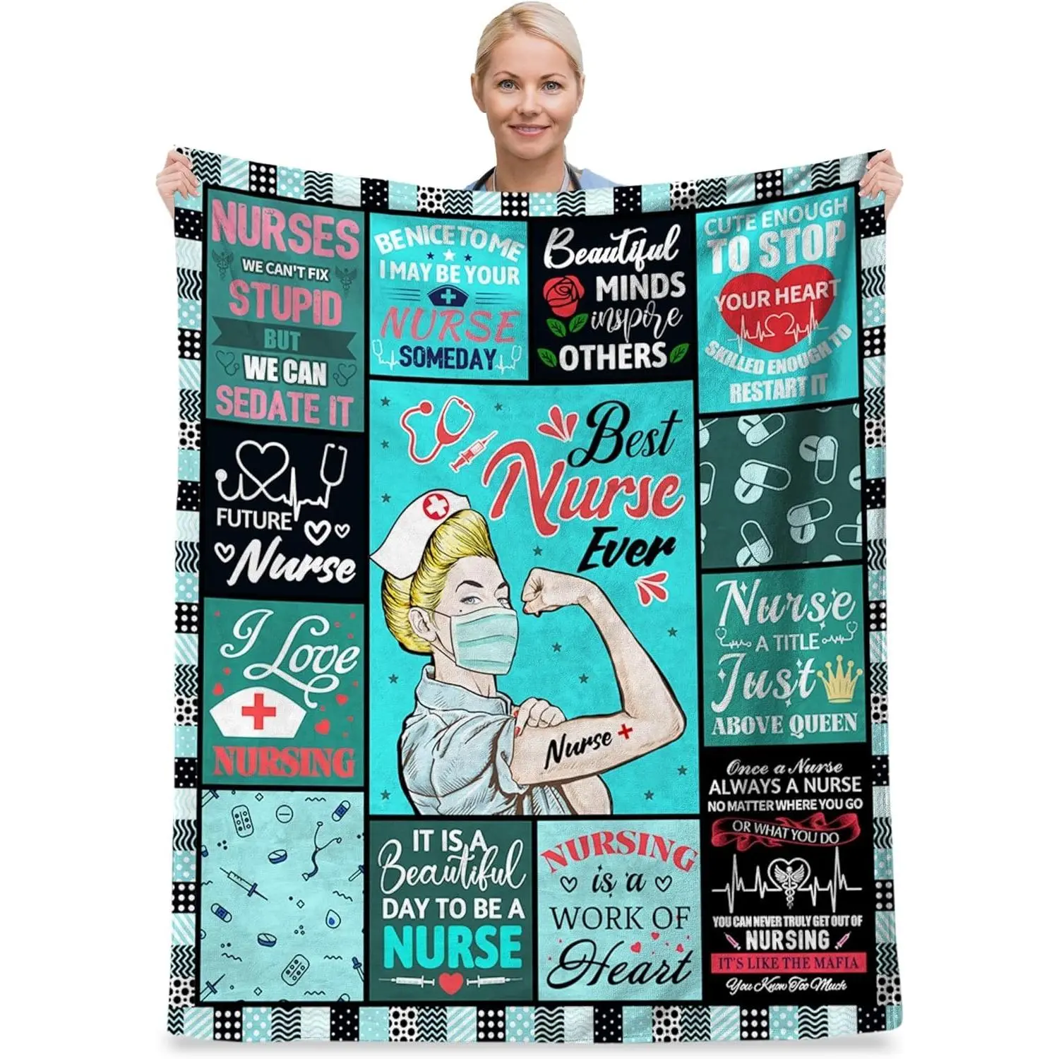 Nurse Gifts for Women,Nurse Throw Blanket for Nurse Week Christmas Day, Nursing Graduation Appreciation Practitioner Gifts Throw Blanket 60 x 50 Inch
