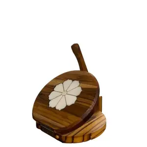 Teak Tortilla and Dough Press with Marble Top Kitchen Wooden Round