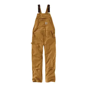 Carhartt Relaxed Fit Duck Bib Overall Brown R01-M 12-ounce Ringspun Cotton Triple-Stitched Seams Adjustable Suspenders