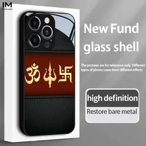 Hindu Symbols & Deities Print Phone Case, Luxury Ultra-Clear Glass Design, Compatible with iPhone Series 7-17 Plus Pro Max