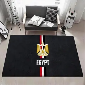 EGY Egypt national football team Floor Mat Eco Flannel Doormat Non-Slip Odorless Soft Short Plush Indoor Floor Rug Home Decor Aesthetic Bedroom Living Room Kitchen Mat 6 Sizes Available 40x60 50x80 60x90 80x120 100x160 120x160cm