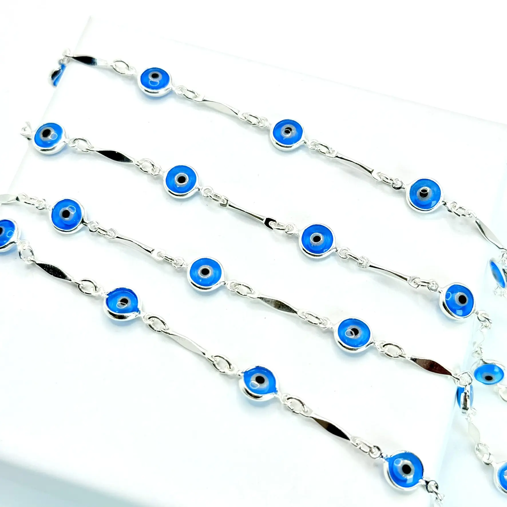 Renza Unisex 925 Real Silver Turkish Eye Motif Bracelet - 7.5 in Adult-Fit Daily Wear Accessory for Cultural Lovers, Beautiful, Elegant Jewelry, Exquisite, Beautiful Bracelets, Elegant Jewelry Bracelet