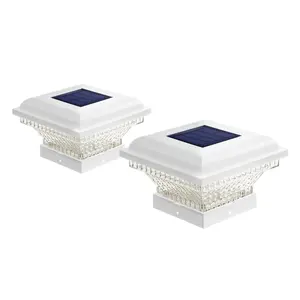 Home Zone Security ELI1243G 2 Pack Solar Post Cap Lights, 12 Lumens, Fits 4x4 3.5x3.5 Post, Auto On Sensor