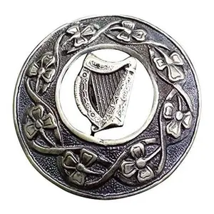 AAR Men,s Scottish S Irish Harp Kilt Brooch Fly Plaid Antique Finish 3" (7cm) S