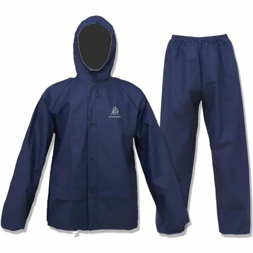Ultra Lite Rain Coat with Pants for Men Women, Waterproof Rain Suit for Sport,Rain Suits Lightweight Rain Gear (Navy)