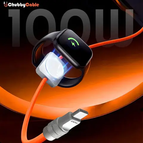 ChubbyCable Solo-Flex Silicone Alloy 2-In-1 USB-C Smartphone Data Charging Cable - 120cm Silicone Jacket, E-Mark Chip, Aluminium Casing for Cooling, 90cm+30cm 1-Cable Wireless Portable Charger Adapter Solution for iPhone, Lighter Packing