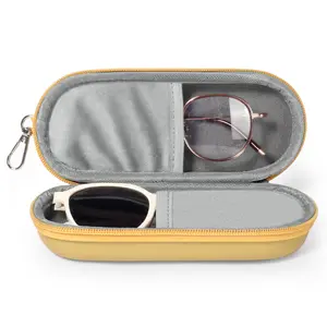 Dual-Compartment Travel Sunglasses Case, Zipper Closure Eyewear Organizer for Men
