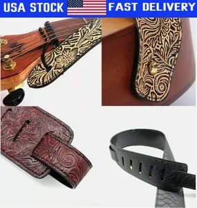 Adjustable Guitar Strap Embossed Leather Acoustic Electric Bass Guitar Strap USA