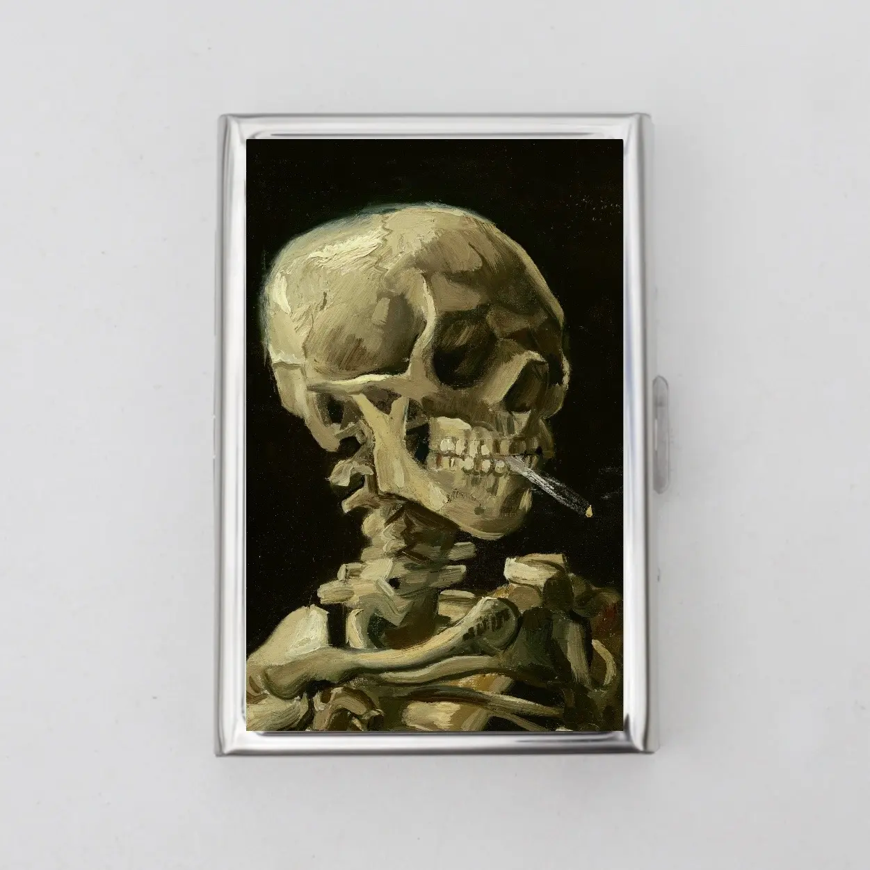 Skeleton Smoking Dual Side Wallet or Card Holder Slim Metal Wallet Push Button Organizer Gift