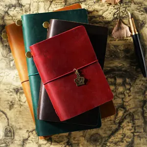 Traveler's Notebook Genuine Leather Journal Vintage Planner Real Handmade Junk Journal Refillable Travel Notebook Victorian Crazy Horse Custom Initials Charm Sketch Book e Travel Notebook trace journals special gift tiktokshopspringglowup