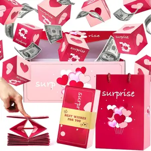 Explosion, Trendy Birthday Present, Romantic DIY Creative Foldable Bounce Valentine Surprise Box, Wedding Anniversary Mother's Day Party Christmas, Gift Box Design