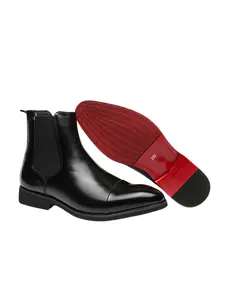Men’s Formal Ankle Boots, Business Red Sole Chelsea Boots Perfect for the Office or Weddings Men’s Red-Sole Chelsea Boots, Formal Closed Chelsea Ankle Boots Look Sharp with Suits,  Slip-On Design, A Must-Have for Lazy Commuters Men’s Business