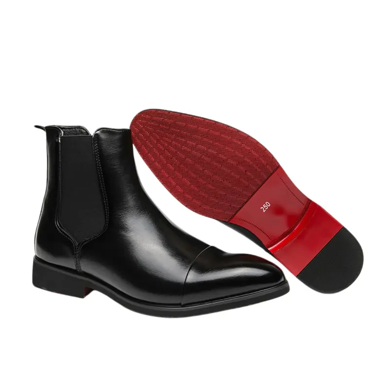 Men's Formal Ankle Boots, Business Dress Boots, Business Red Sole Chelsea Boots, Perfect for Office or Weddings, Slip-On Design, Business Footwear