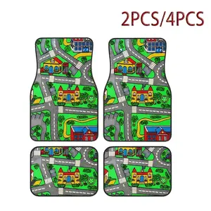 2pcs/4pcs 90s Vintage Racing Track Durable Car Floor Mats, Automotive Interior, Suitable for In-Car Use, Enhances Driving Comfort, Specially Designed for Drivers and Car Owners, Persian Car Floor Mats, Suitable for Trucks, Sedans, SUVs, Christmas