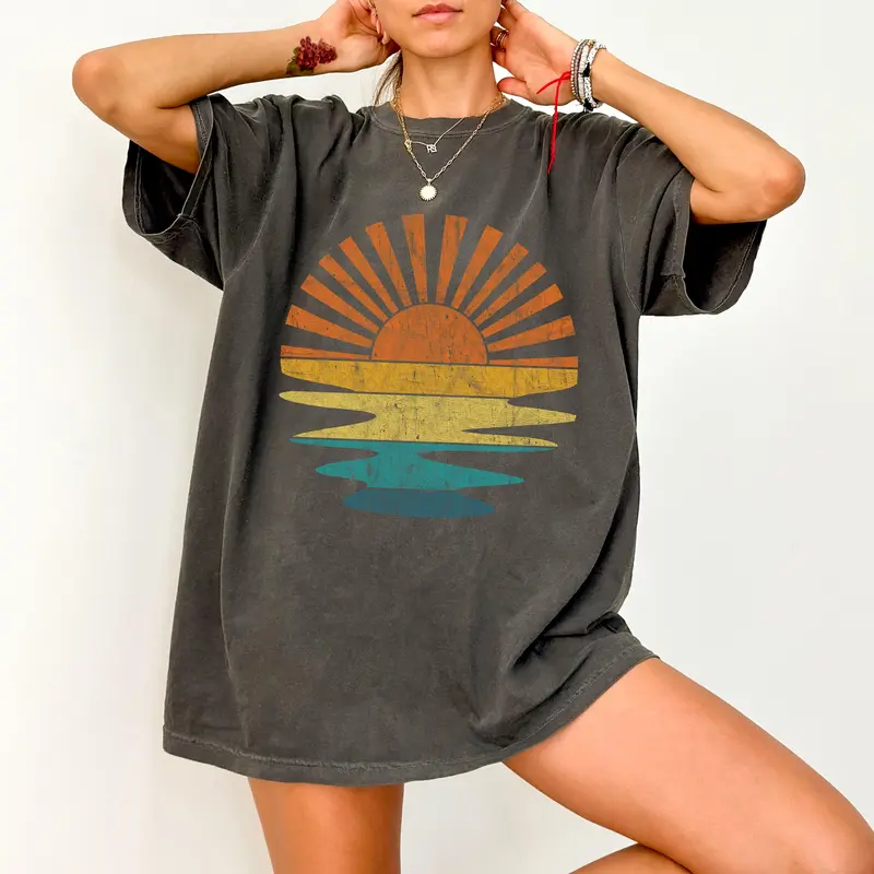 Colorful Beach Sunset, Summer Vibes, California Dreaming, Vacation, Hot Girl Summer, Tshirt, Women's Comfort Color Tee, Tshirt