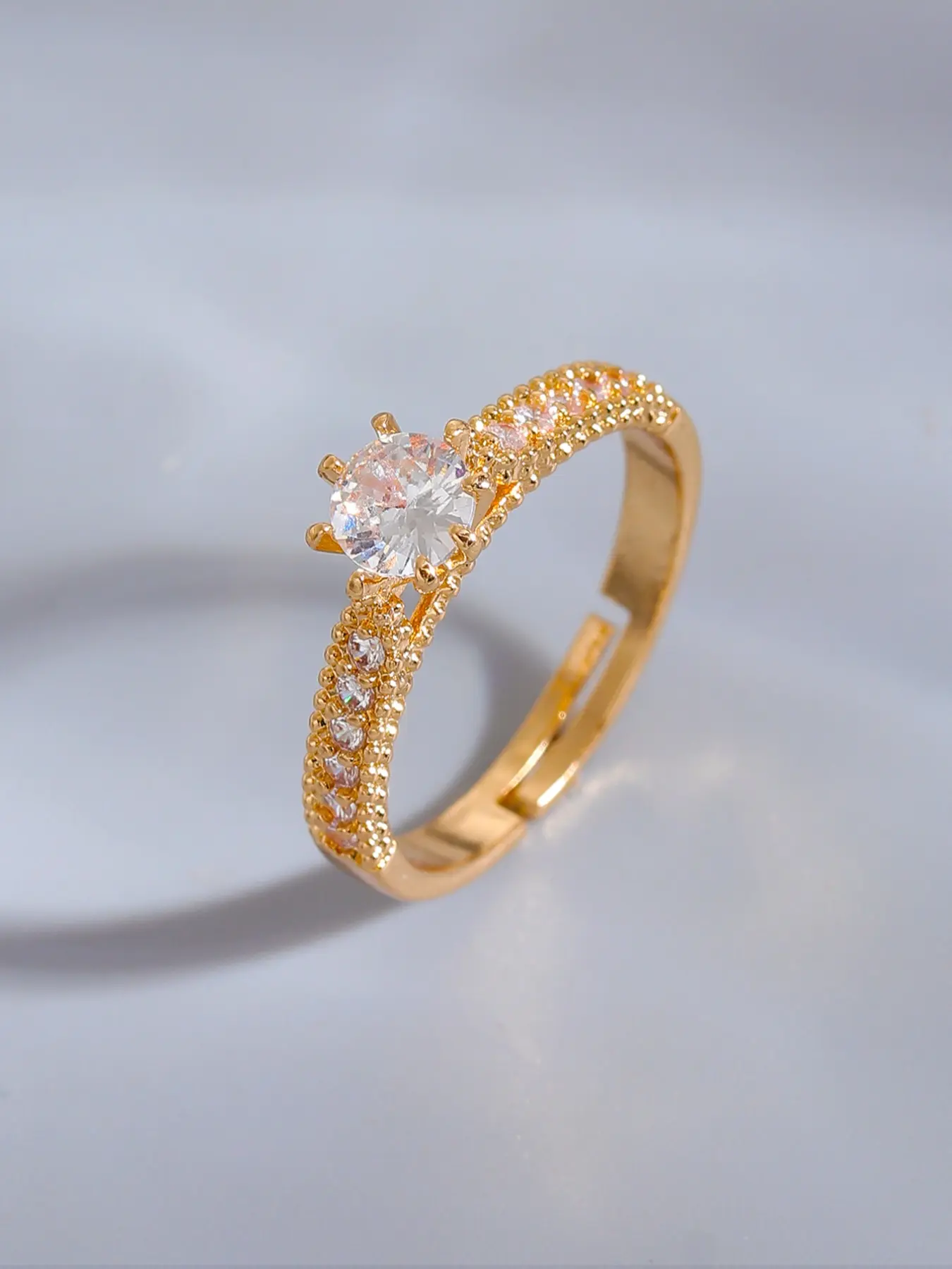 Elegant Copper Zircon Adjustable Ring for Women, Lightweight Luxury Design, Versatile Daily Wear & Festive Jewelry, All-Season Accessory, Elegant Everyday Ring, Open Adjustable Rings