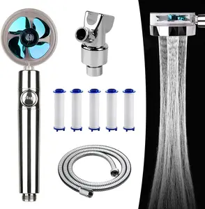 360 Degrees Rotating Adjustable Water Pressure with Filter and Pause Switch, Easy Install Handheld Turbocharged Shower Head