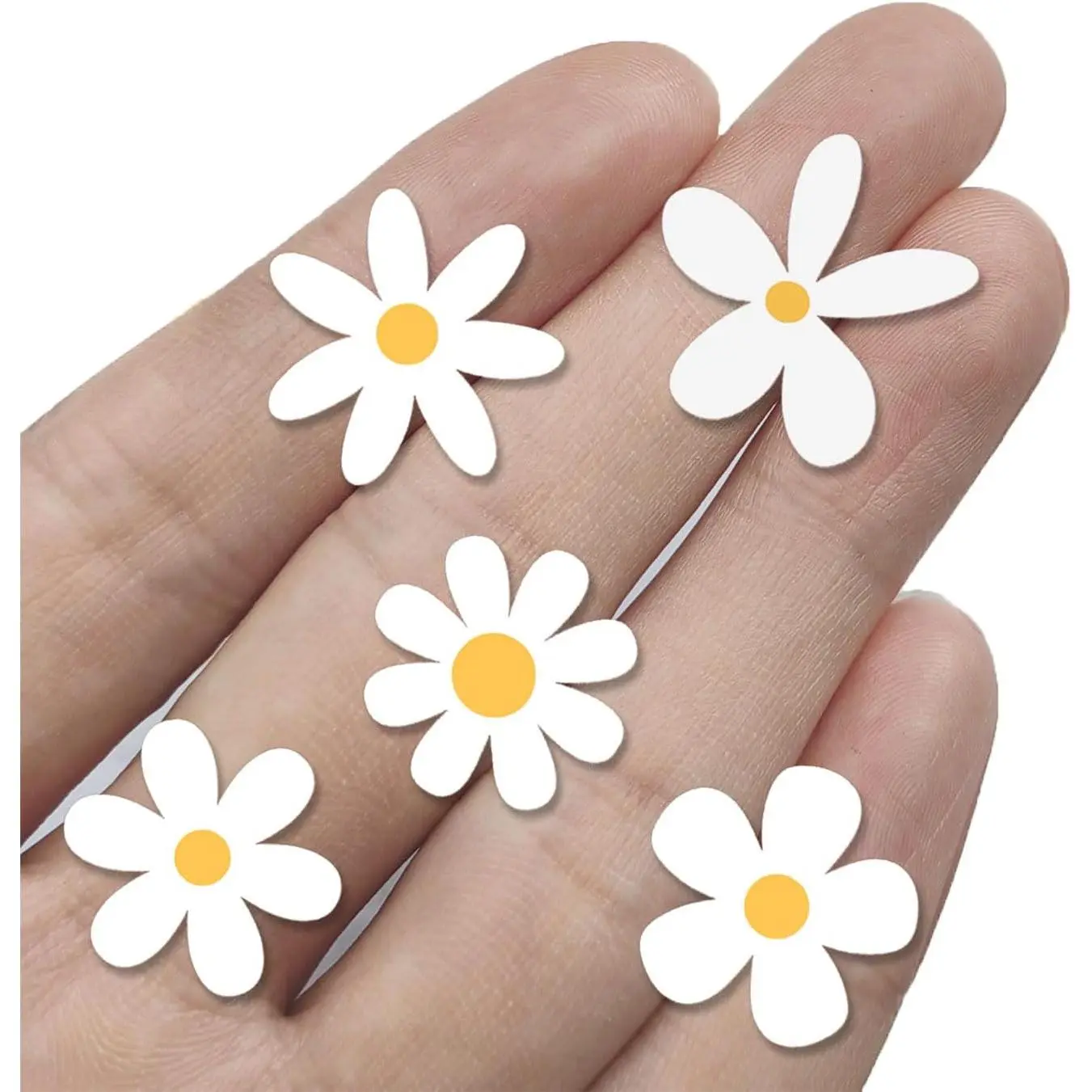 P-PCS035 Vinyl Little Daisy Flower Stickers, 70-Piece Cute Aesthetic 1in White Floral Decals for Laptop, Water Bottle, Smartphone & Electronic Devices Accessories