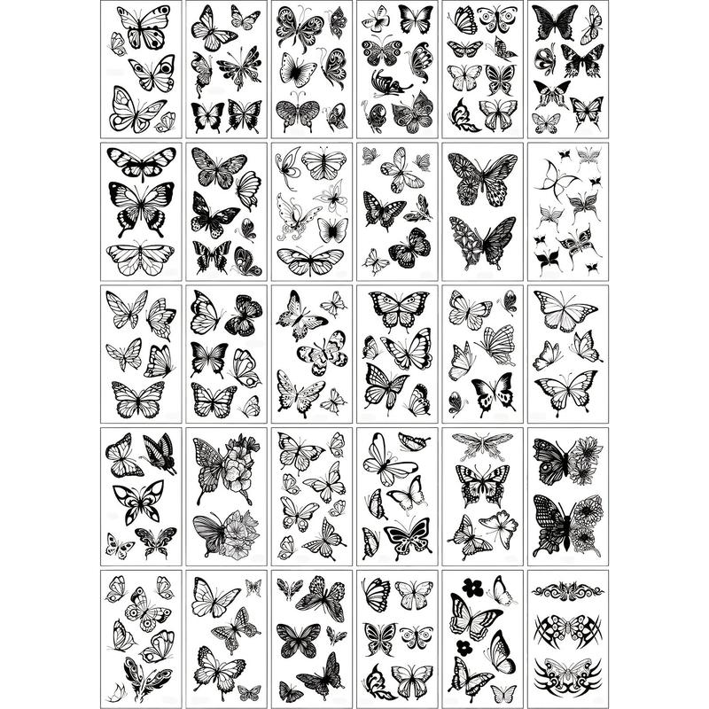 Temporary Tattoo Stickers with Butterfly Design, Waterproof Fake Tattoos for Women, Durable Party Use, Finger Wrist Clavicle