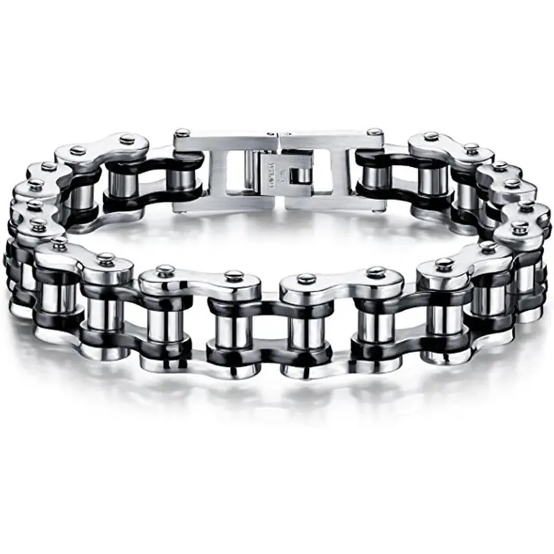 Mens Bikers Bracelet Stainless Steel Motorcycle Bike Chain Bracelets 8.4 Inch